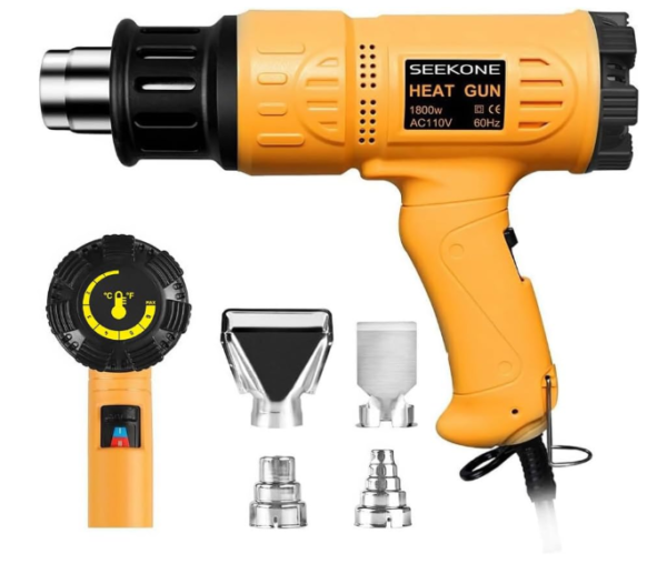 SEEKONE 1800W Heat Gun Kit – Variable Temperature Control, Overheat Protection, 4 Nozzles