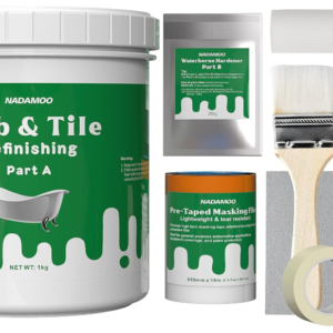 NADAMOO Tub and Tile Refinishing Kit – DIY Bathtub, Sink & Countertop Paint, Semi-Gloss White