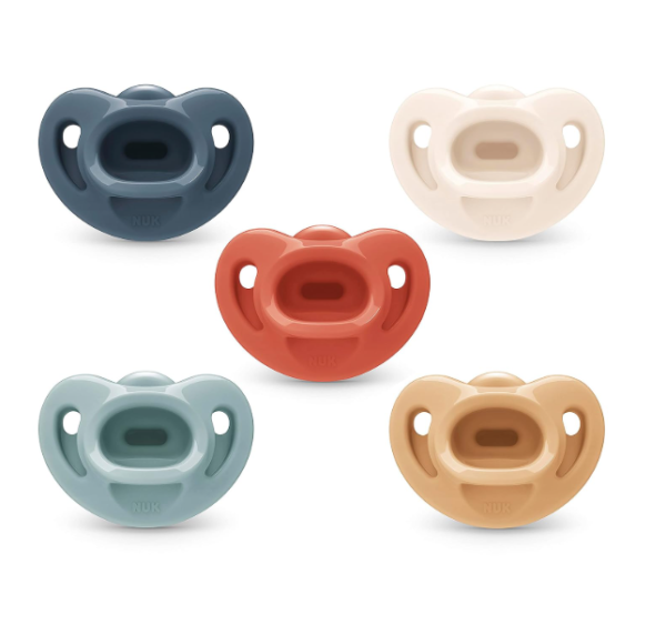 NUK Comfy Orthodontic Pacifiers, 0-6 Months, Timeless Collection, 5 Count (Pack of 1)