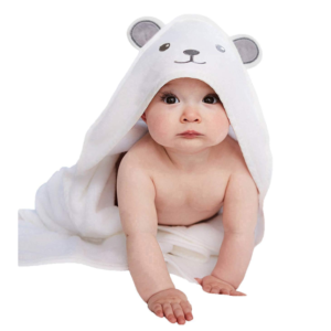 HIPHOP PANDA Hooded Baby Towel – Bamboo Rayon, Bear Ears, Absorbent, 30x30 Inch