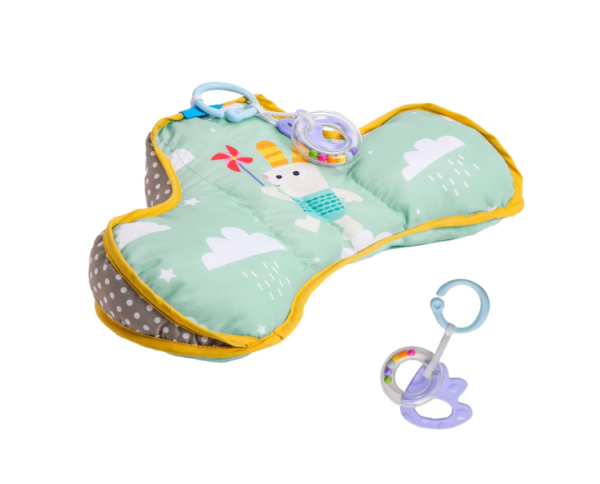 Taf Toys Baby Tummy Time Pillow – Ergonomic Support with Detachable Toys, 2-6 Months