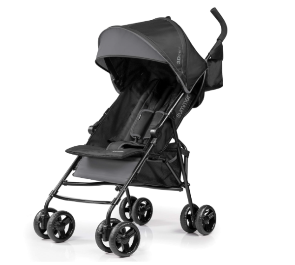 Summer by Ingenuity 3D Mini Convenience Stroller – Lightweight, Compact Fold, Multi-Position Recline, Gray