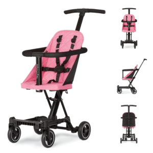 Coast Rider Lightweight Stroller – One-Hand Fold, Adjustable Handles, Soft Ride Wheels, Pink