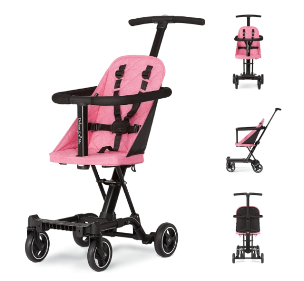 Coast Rider Lightweight Stroller – One-Hand Fold, Adjustable Handles, Soft Ride Wheels, Pink