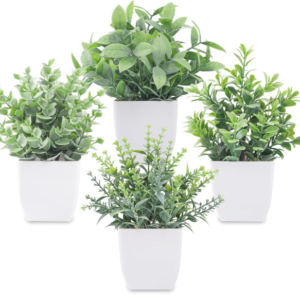 Der Rose 4-Pack Mini Artificial Potted Plants – Lifelike Greenery for Home & Office Decor