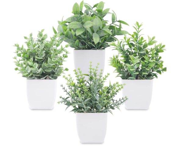 Der Rose 4-Pack Mini Artificial Potted Plants – Lifelike Greenery for Home & Office Decor