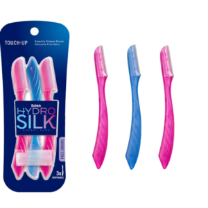 Schick Hydro Silk Touch-Up Dermaplaning Tool – 3ct, Face Razors for Women, Eyebrow & Peach Fuzz Remover with Precision Cover