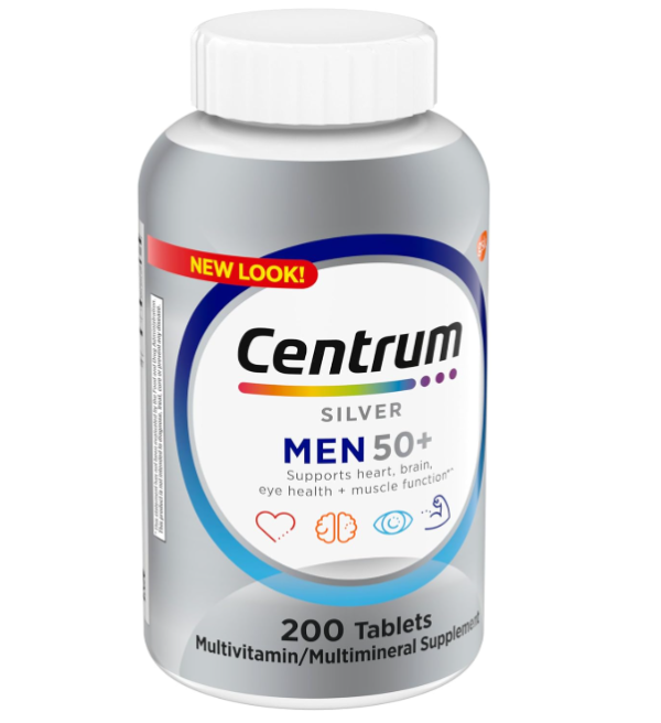 Centrum Silver Men's 50+ Multivitamin with Vitamin D3, B-Vitamins, Zinc for Memory and Cognition - 200 Tablets