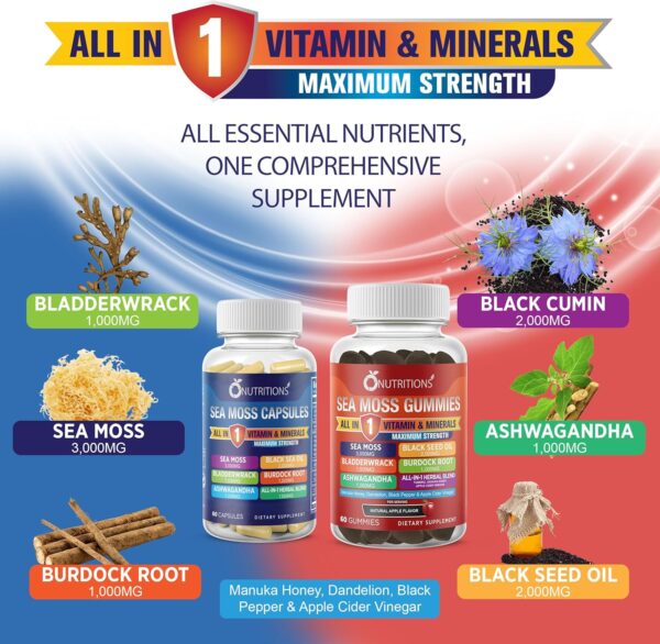 O NUTRITIONS All-in-1 Super Supplement – Sea Moss, Black Seed & More! - Image 2